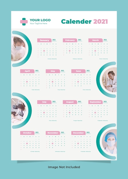 PSD modern medical health wall calendar