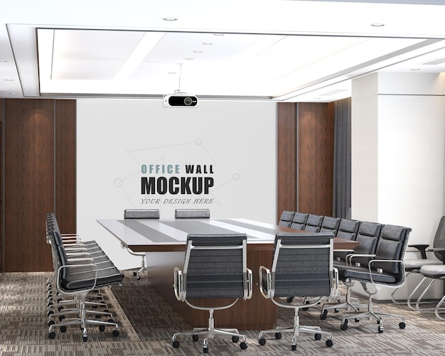 PSD modern meeting room design wall mockup