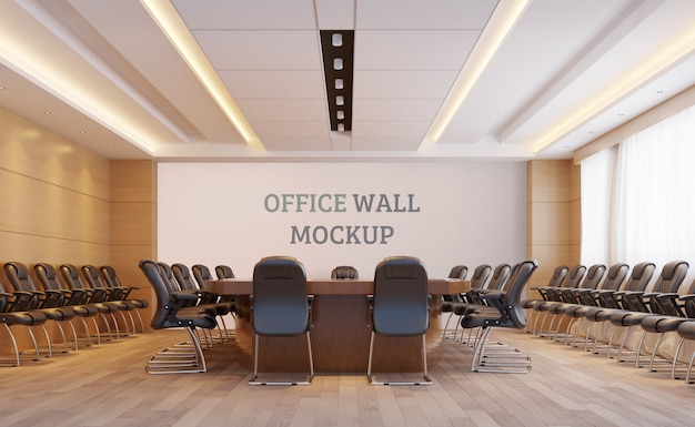 PSD modern meeting room with wall mockup