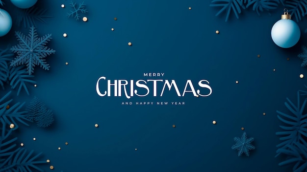 PSD modern merry christmas and happy new year background with indigo decoration