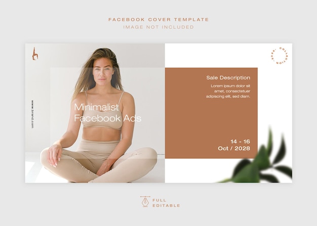 modern minimal fashion facebook cover or banner template green leaves editable psd
