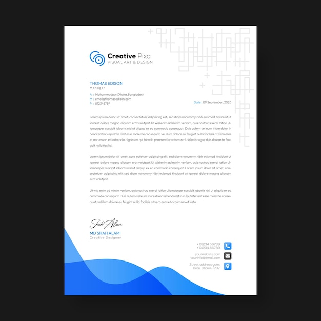 PSD modern minimalist business letterhead template