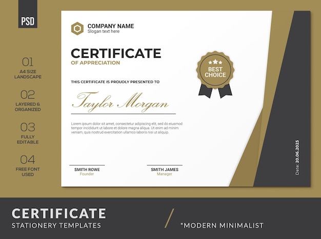 Современные минималистичные шаблоны сертификатов