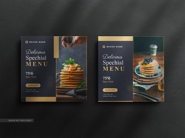 PSD modern minimalist instagram and social media post food banner with a clean luxury template