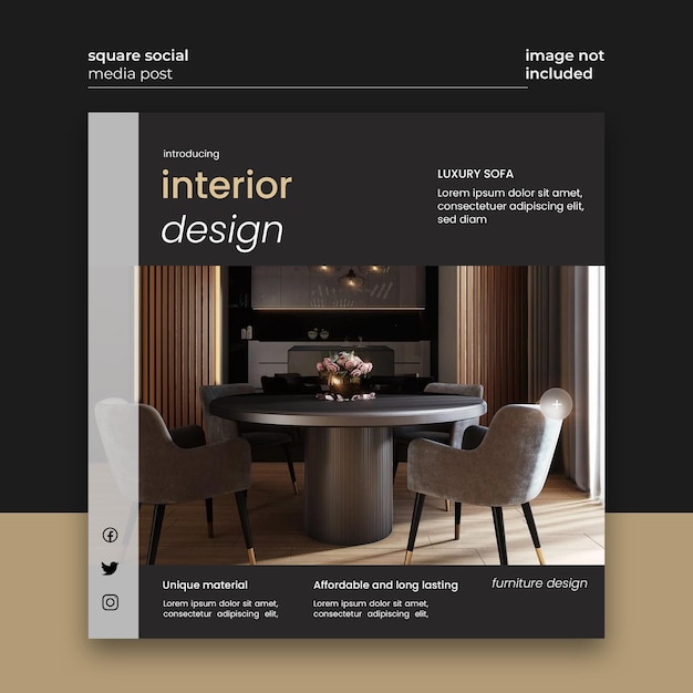 PSD modern minimalist product promotions luxury interior design instagram social media template