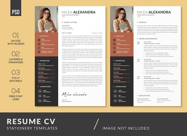 Modern minimalist resume cv design templates