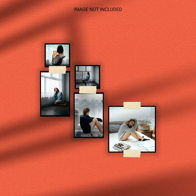 Modern minimalist shadow overlay photo frame polaroid mockup premium psd