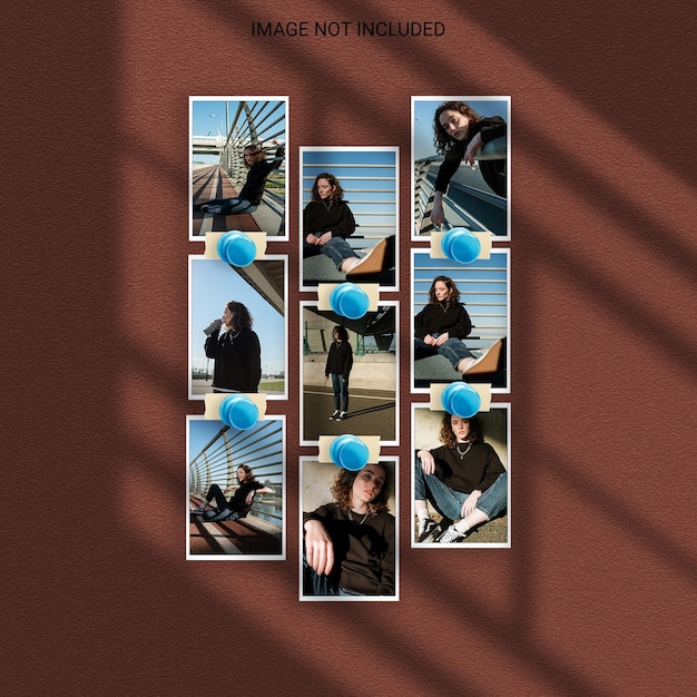 Modern minimalist shadow overlay photo frame polaroid mockup premium Psd