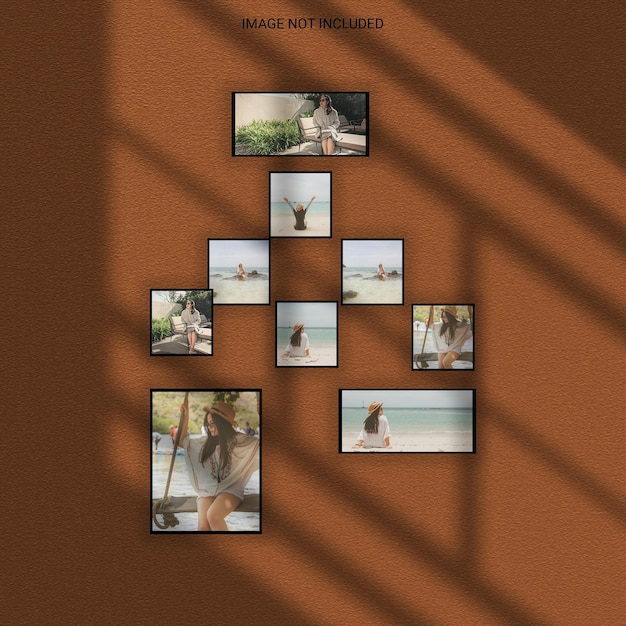 Modern minimalist shadow overlay photo frame polaroid mockup premium psd