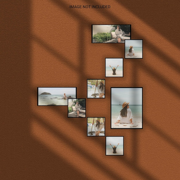 Modern minimalist shadow overlay photo frame polaroid mockup premium psd