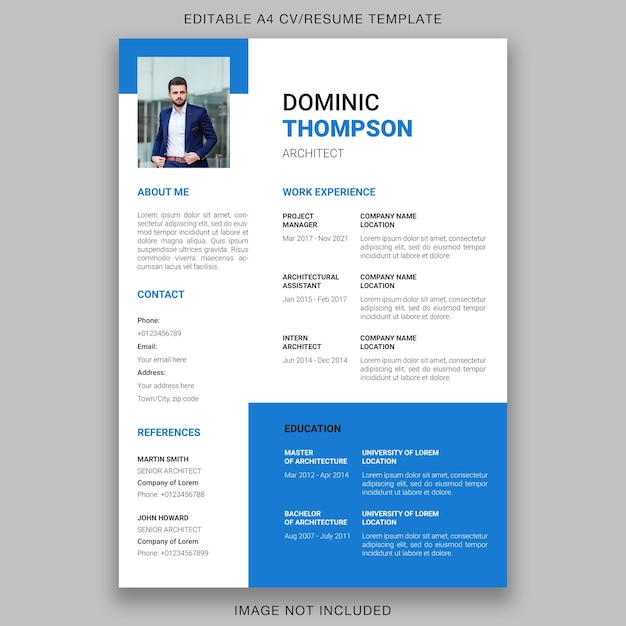 Modern minimalist simple curriculum vitae resume template