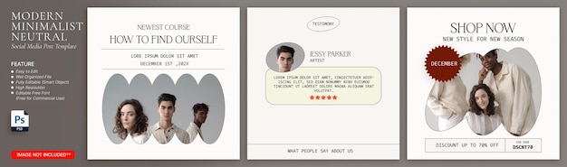PSD modello di social media moderno e minimalista