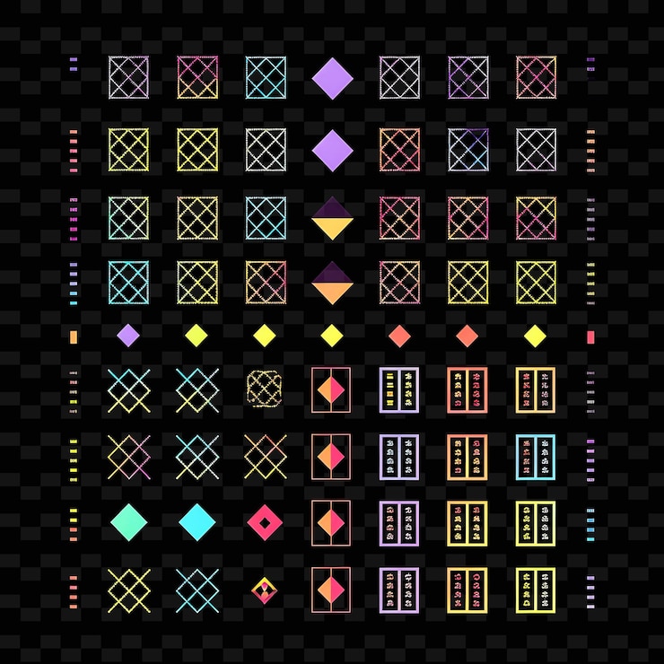 PSD modern minimalist trellises pixel art with clean lines and s creative texture y2k neon item designs