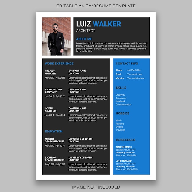 Modern minimalistisch eenvoudig curriculum vitae cv-sjabloon