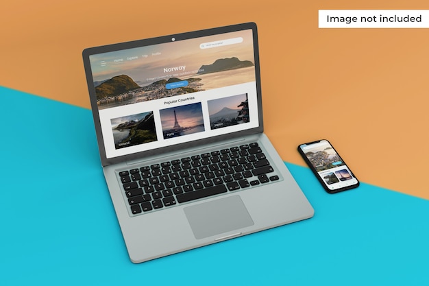 Moderna interfaccia mobile e mockup di schermo del laptop