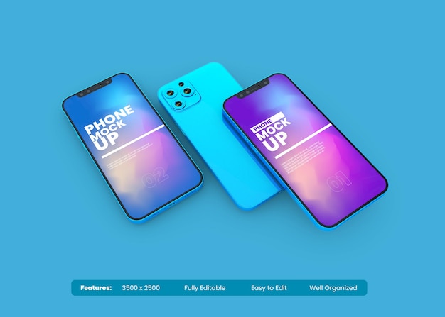 Modern mobile phone screen mockup template