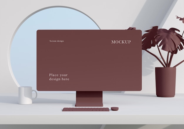 PSD moderna disposizione del desktop mock-up