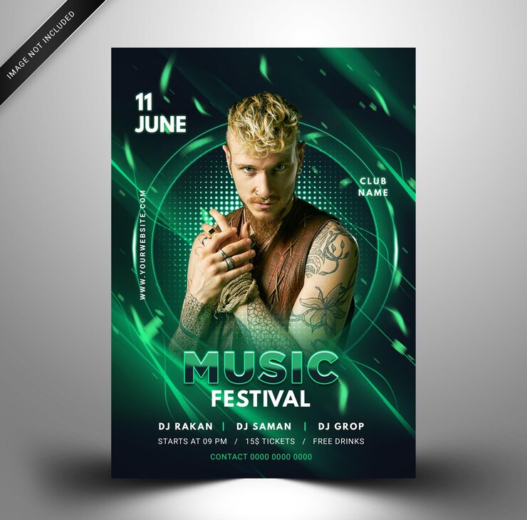 Modern Music festival flyer template psd template