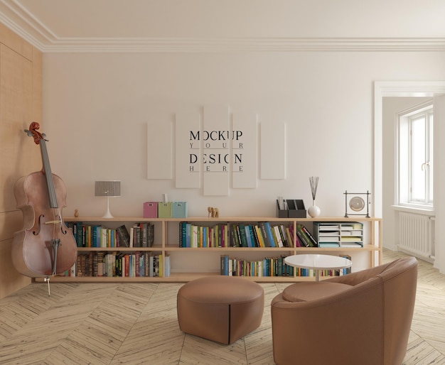 PSD modern music room  with mockup poster