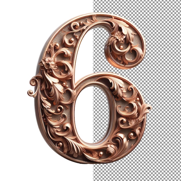 PSD modern numerals isolated 3d digits on transparency