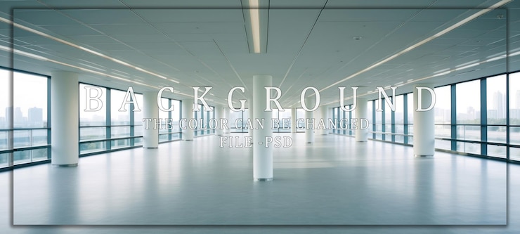 PSD modern office interior with large windows