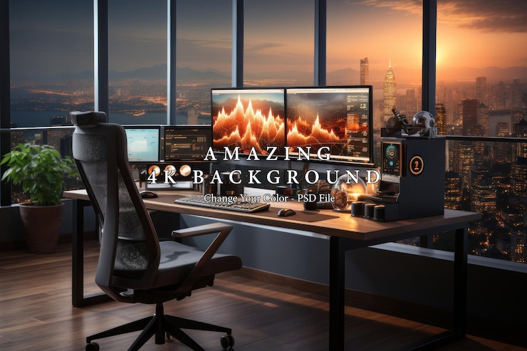 PSD modern office with city view