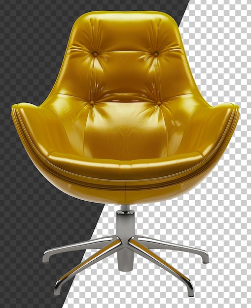 PSD Современный оранжевый офисный стул с эргономическим дизайном и хромированной основой на прозрачном фоне