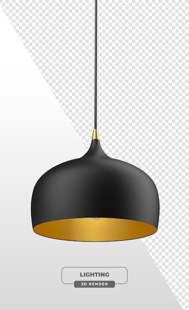 Modern OrganicShaped Pendant Light in zwart en goud Finish in 3D rendering