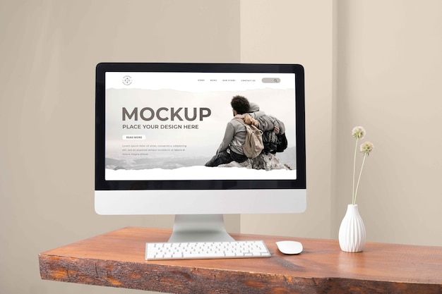 Modern pc desktop mock-up arrangement