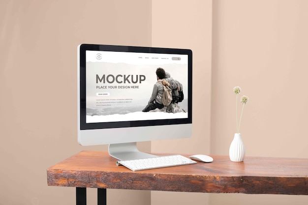 Modern pc desktop mock-up arrangement