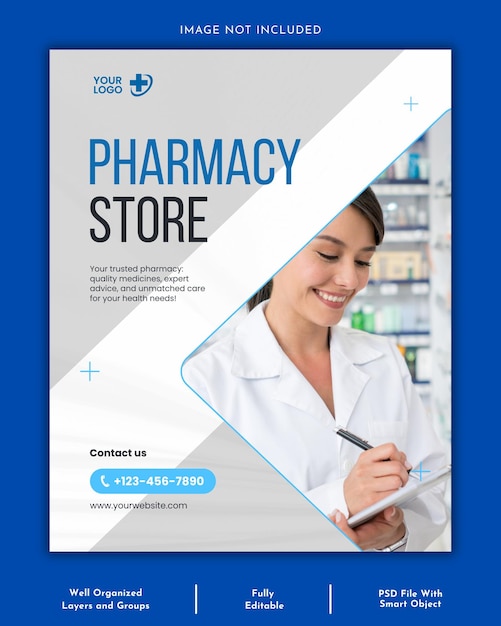 Modern Pharmacy Store Social Media and Instagram Post Template