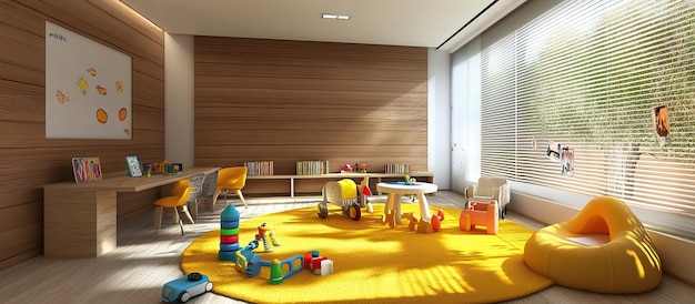 Modern Playroom with Bright Colors and Natural Light