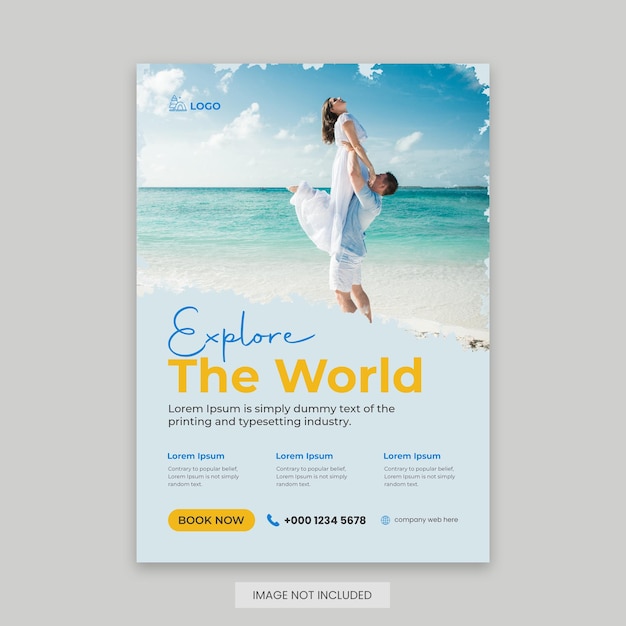 modern poster travel flyer design template editable tour poster template with brush stroke