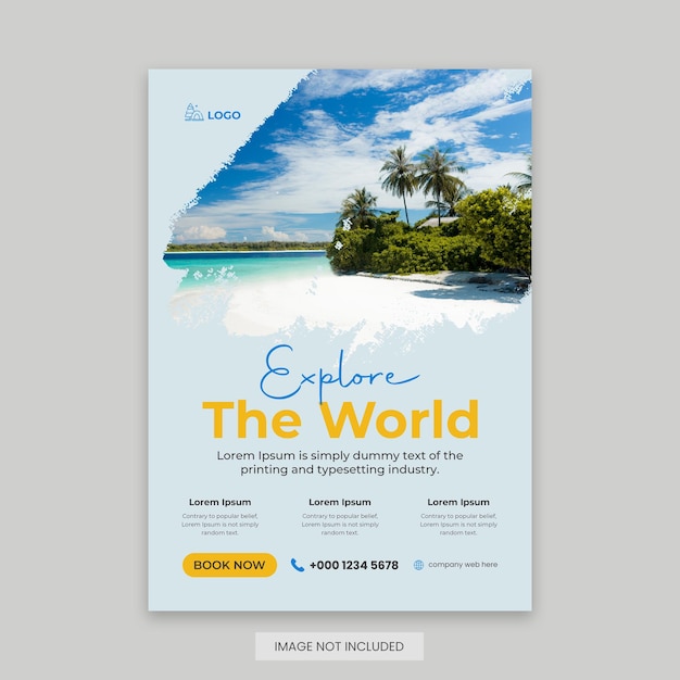 Modern poster travel flyer design template Editable tour poster template with brush stroke