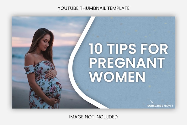 PSD modern pregnant woman youtube thumbnail and social media cover template