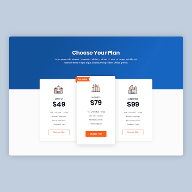 PSD modern pricing table