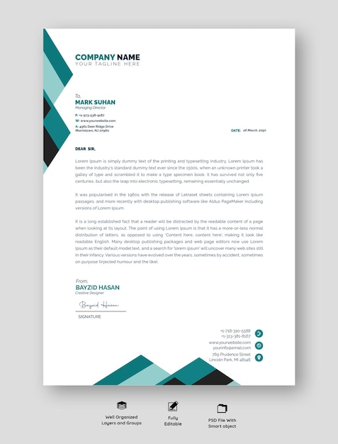 Modern Professional Business Letterhead Design With Vibrant Colors And Organized Layout