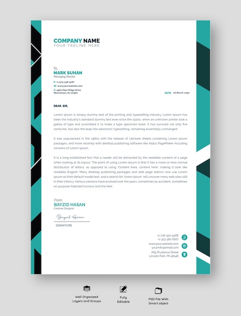 Modern Professional Business Letterhead Design With Vibrant Colors And Organized Layout