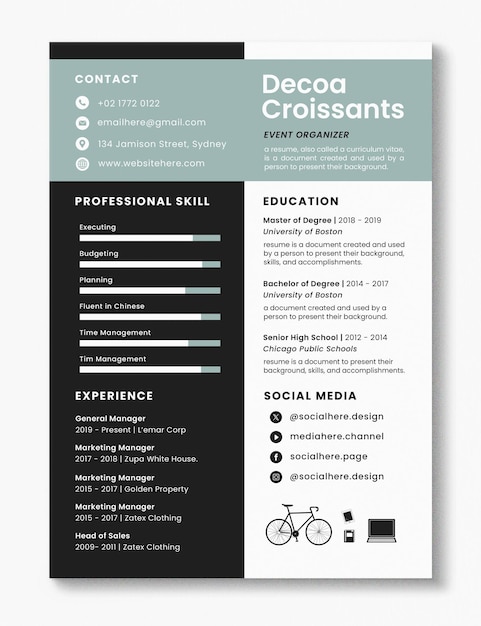 PSD modern professional resume psd template design