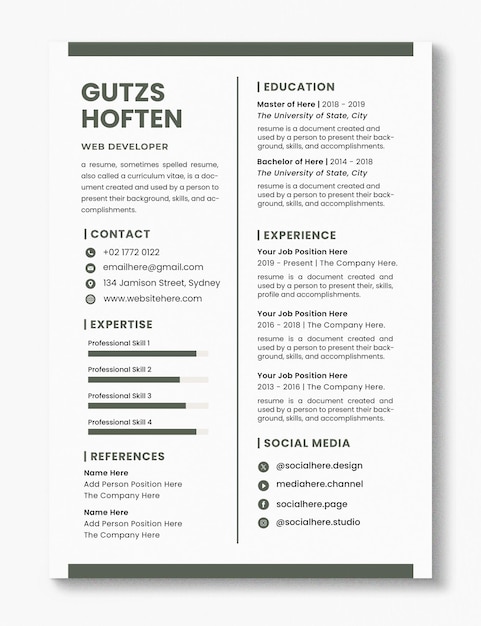 modern professional resume psd template minimalist developer