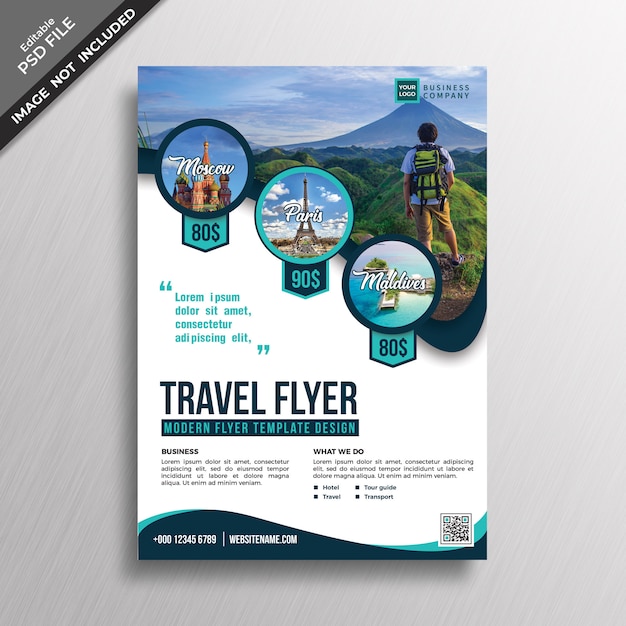 Modern professional travel style flyer design template