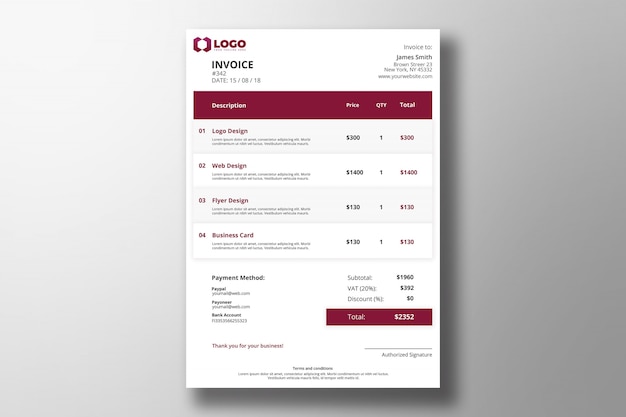 PSD modern psd invoice template