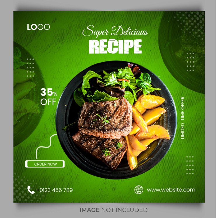 Modern PSD Special Recipe menu social media post template design