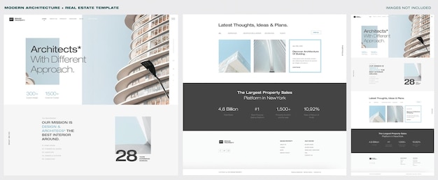 modern real estate or architecture landing page editable psd template