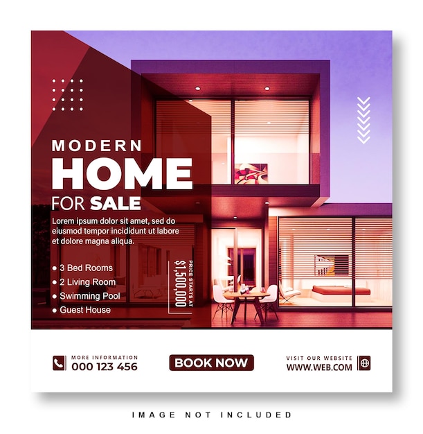 PSD modern real estate flyer social media banner or square post design template