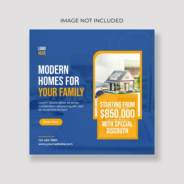 PSD modern real estate social media post template or square real estate flyer design