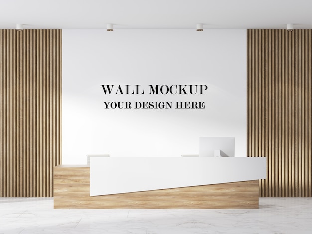 Modern reception area wall mockup 3d rendering