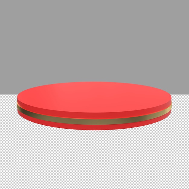 Modern red and gold round podium 3d render