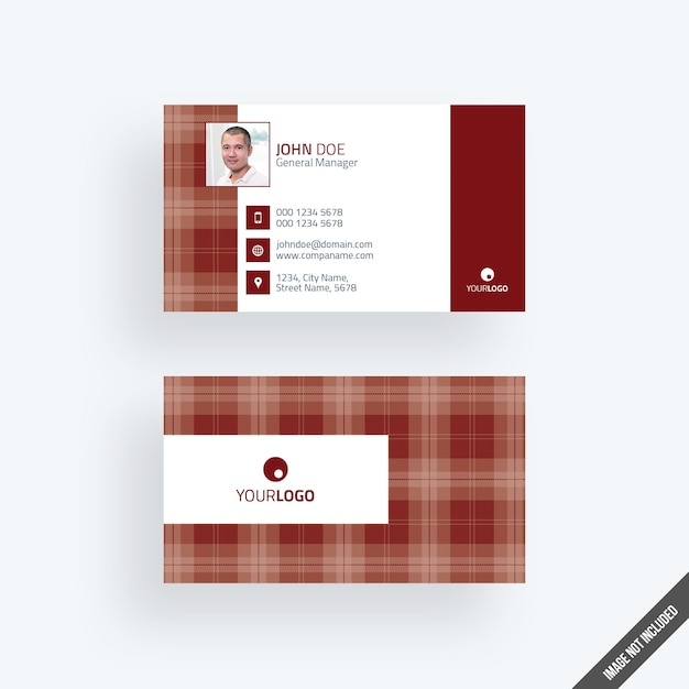 Modern red business card mockup with calendar