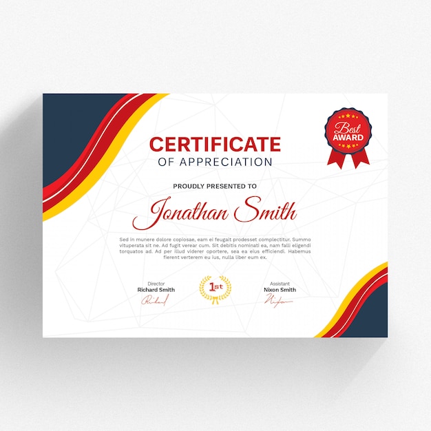 PSD modern red certificate template